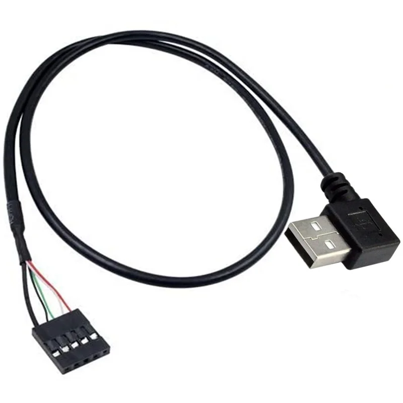 50CM USB2.0 en ángulo de 90 grados izquierda derecha macho a 1x 5 pines hembra 2,54 USB encabezado PCB Cable de placa base - imagen 5