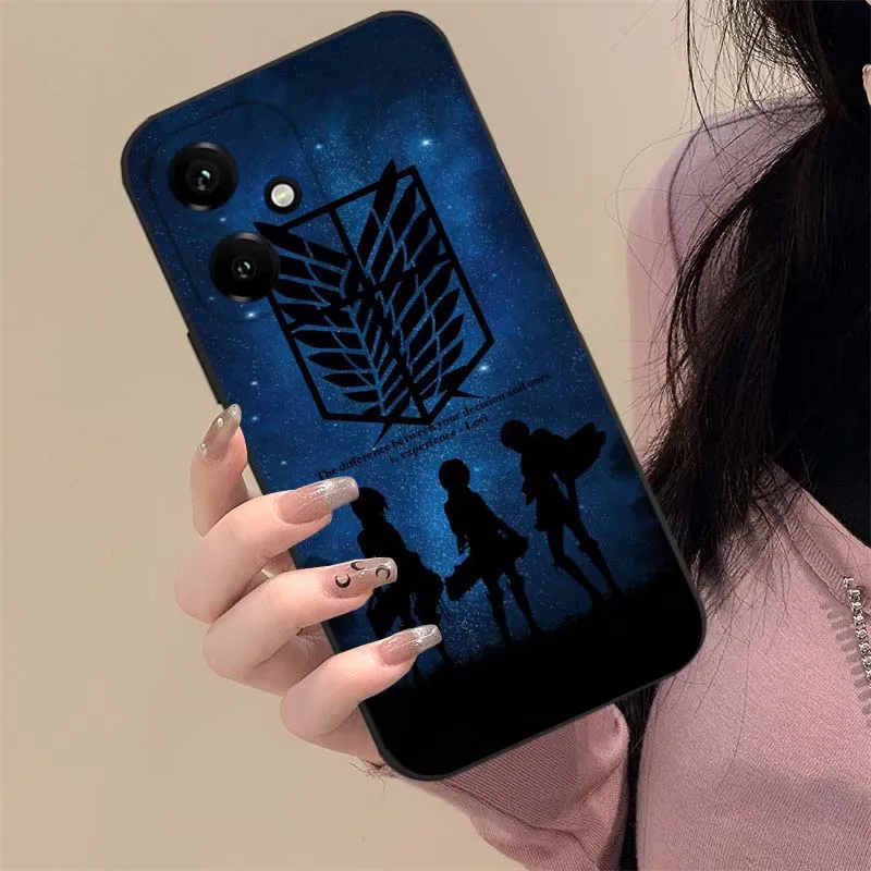 Funda Attack On Titan para Honor Play 5T 50 4T 40 4 3 30 20 Magic 7 6 5 Lite Pro Plus Youth 5G funda de teléfono negra - imagen 4