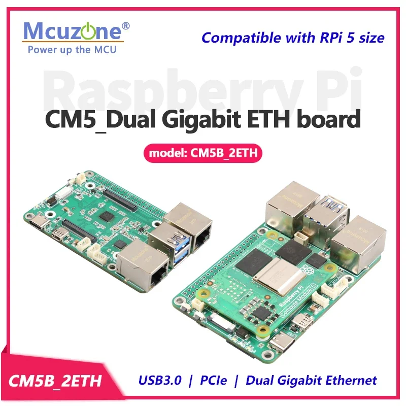 CM5B_2ETH Raspberry Pi CM5_Dual Gigabit Ethernet Placa de expansiónNuevo