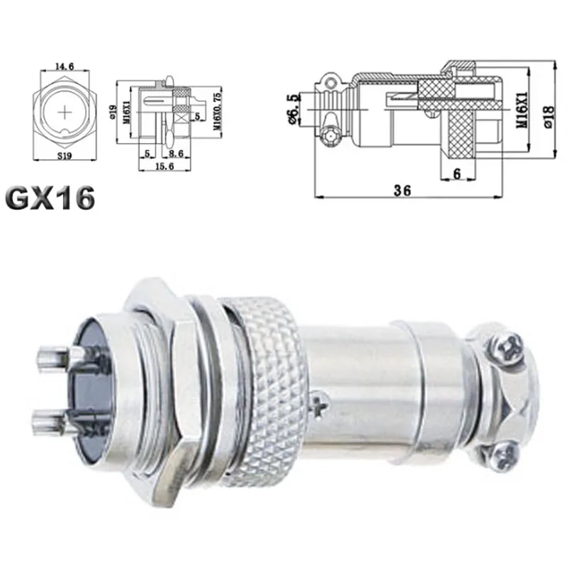 Enchufe de aviación GX16, enchufe de aviación de metal pequeño, terminal de cable eléctrico de 2/3/4/5/6/7 pines, tipo fijo y b - imagen 3