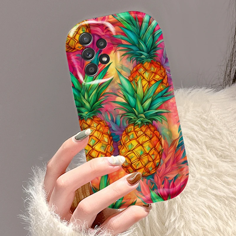 Arte de piña de flor de fruta para Samsung A55 A54 A53 A52 A35 A34 A33 A32 A25 A24 A23 A22 A21S A15 A13 A14 5G Wave Oil Back - imagen 4