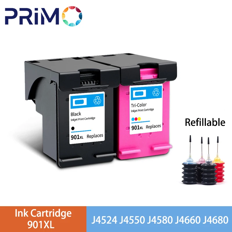 Cartucho de tinta recargable 901XL para HP 901 XL, para HP901 Officejet 4500, J4500, J4524, J4535, J4540, J4550, J4580, J4585, J4640, J4680