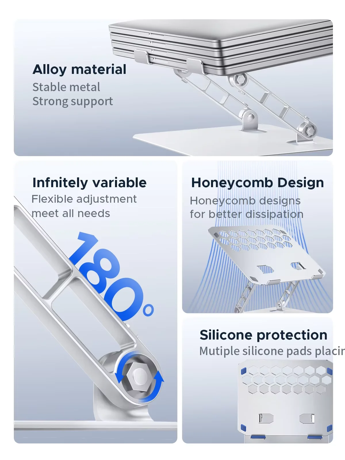 ORICO Soporte para ordenador portátil USB 3.0, para ordenador portátil (11-15,6 pulgadas), compatible con MacBook Pro/Air, Dell, Lenovo (plata) - imagen 5