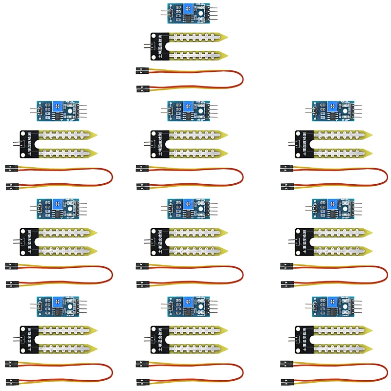 Higrómetro de humedad del suelo de 10 piezas, módulo de Sensor de detección de humedad, sistema de riego automático de 5V y 12V, Compatible con Arduino