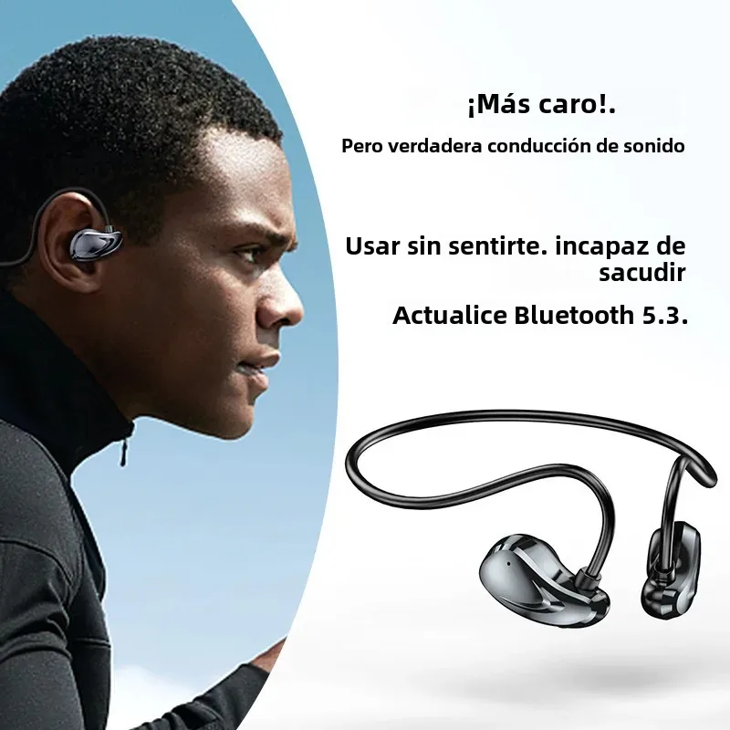 Auriculares inalámbricos con Bluetooth, Auriculares de conducción de aire con banda para el cuello y micrófono, Auriculares de batería larga de alta calidad - imagen 4