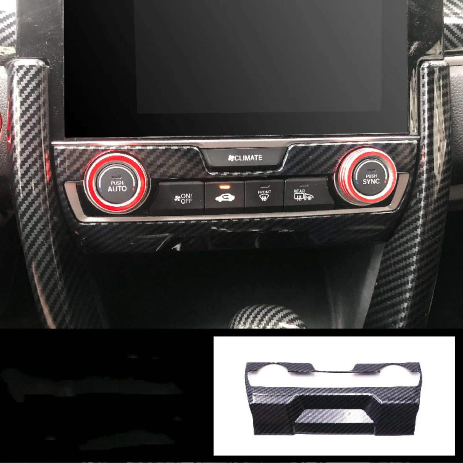 Consola Central interna de fibra de carbono para vehículo, cubierta de Panel de interruptores de CA, embellecedores de repuesto para Honda Civic 2016-2021, accesorios para coche, 1 ud. - imagen 3
