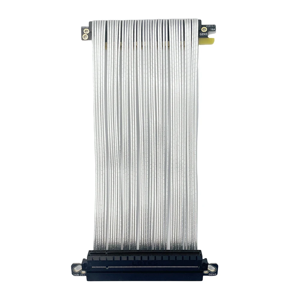 Cable de extensión PCIe 5,0 x16 GPU para funda ITX, tarjeta gráfica, Cable adaptador GEN5, Cable Flexible sin pérdidas de alta velocidad Chapado en plata - imagen 4