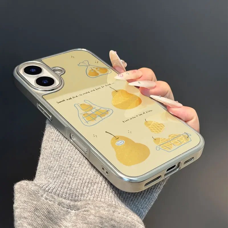 Coque de téléphone poire douce jaune pour iPhone 11/12/13/14/15/16/17 Pro Max AIR PLUS, étui de téléphone époxy TPU Anti-chute - imagen 3