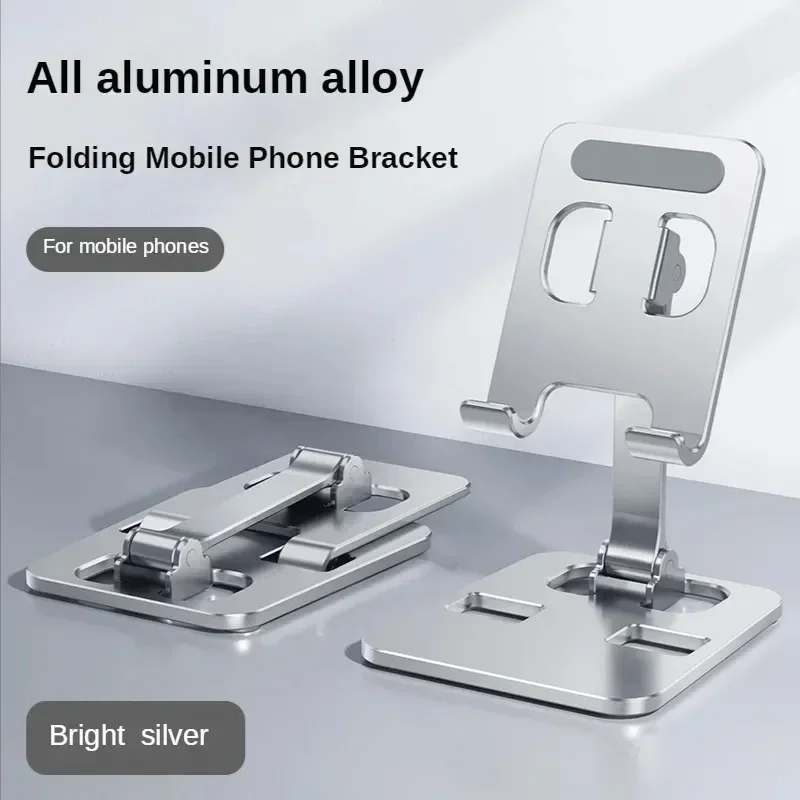 Soporte Universal de aleación de aluminio plegable para teléfono de escritorio, soporte de montaje para iPhone 15 14, soporte para teléfono móvil, tableta, soporte de Metal de escritorio - imagen 3