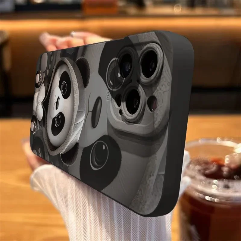 Funda de silicona con dibujo de pupila para iPhone, carcasa con dibujo de Panda para modelos 15, 14, 13, 12, 11 Pro Max, XS Max, XR, X, 7, 8 Plus y 15