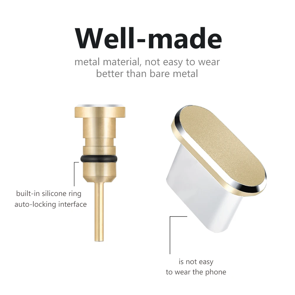 Elough-Juego de tapones antipolvo tipo C de silicona, puerto USB C, anillo de Metal de 3,5mm, Conector de auriculares, Pin de tarjeta Sim para Huawei, Xiaomi, Samsung, Poco - imagen 3