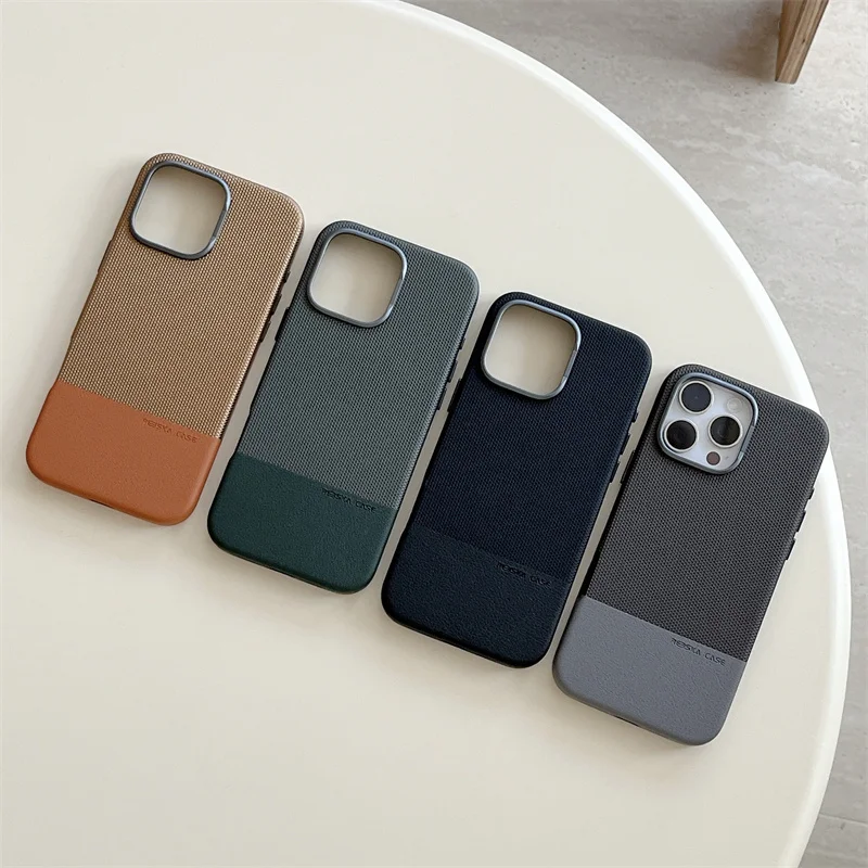 Funda MagSafe de cuero con relieve de Color a la moda para iPhone 17 16 15 14 13 12 Pro Max cubierta protectora de lente de aleación de carga inalámbrica - imagen 2