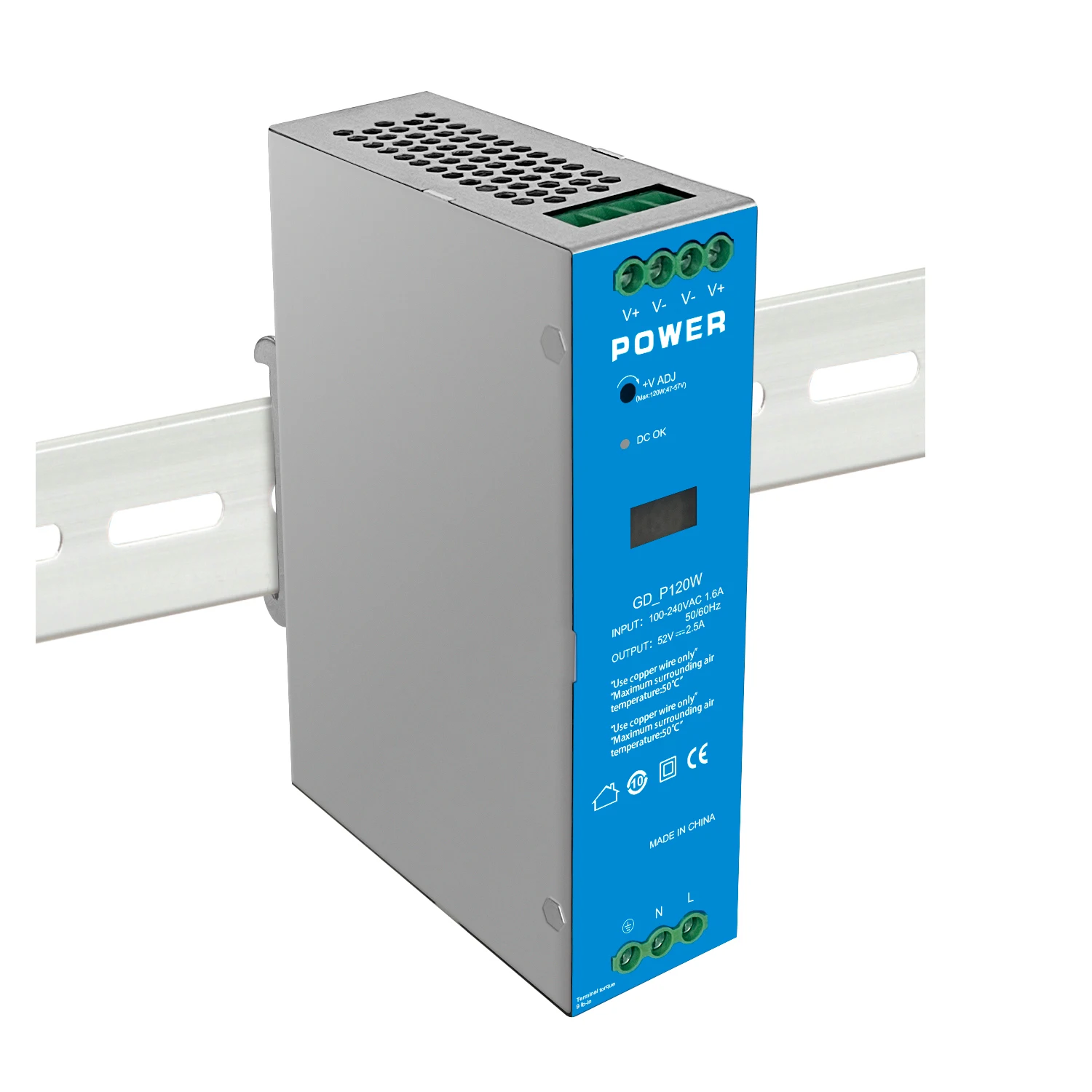 Instalación de Riel DIN Industrial, fuente de alimentación para interruptor POE, 80W/120W/240W, 48V - imagen 4