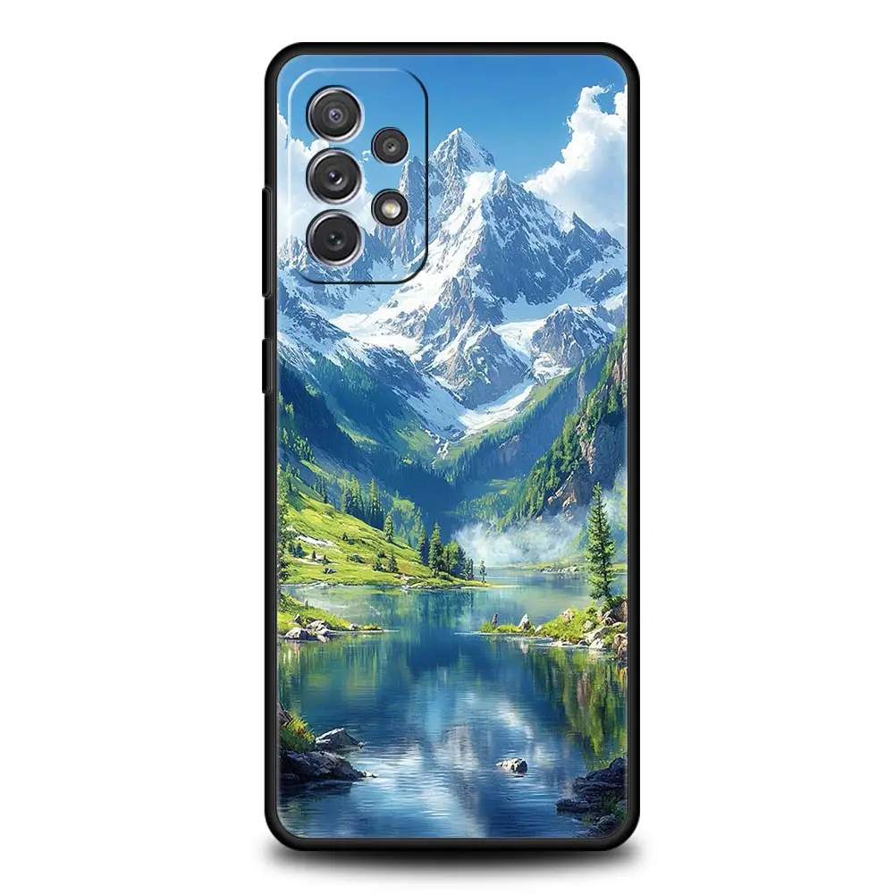 Funda de teléfono con paisaje de picos de montaña para Samsung A51 A71 A21S A17 A11 A15 A25 A23 A33 A53 A73 A07 A03S A05S A13 A35 A55 5G - imagen 5