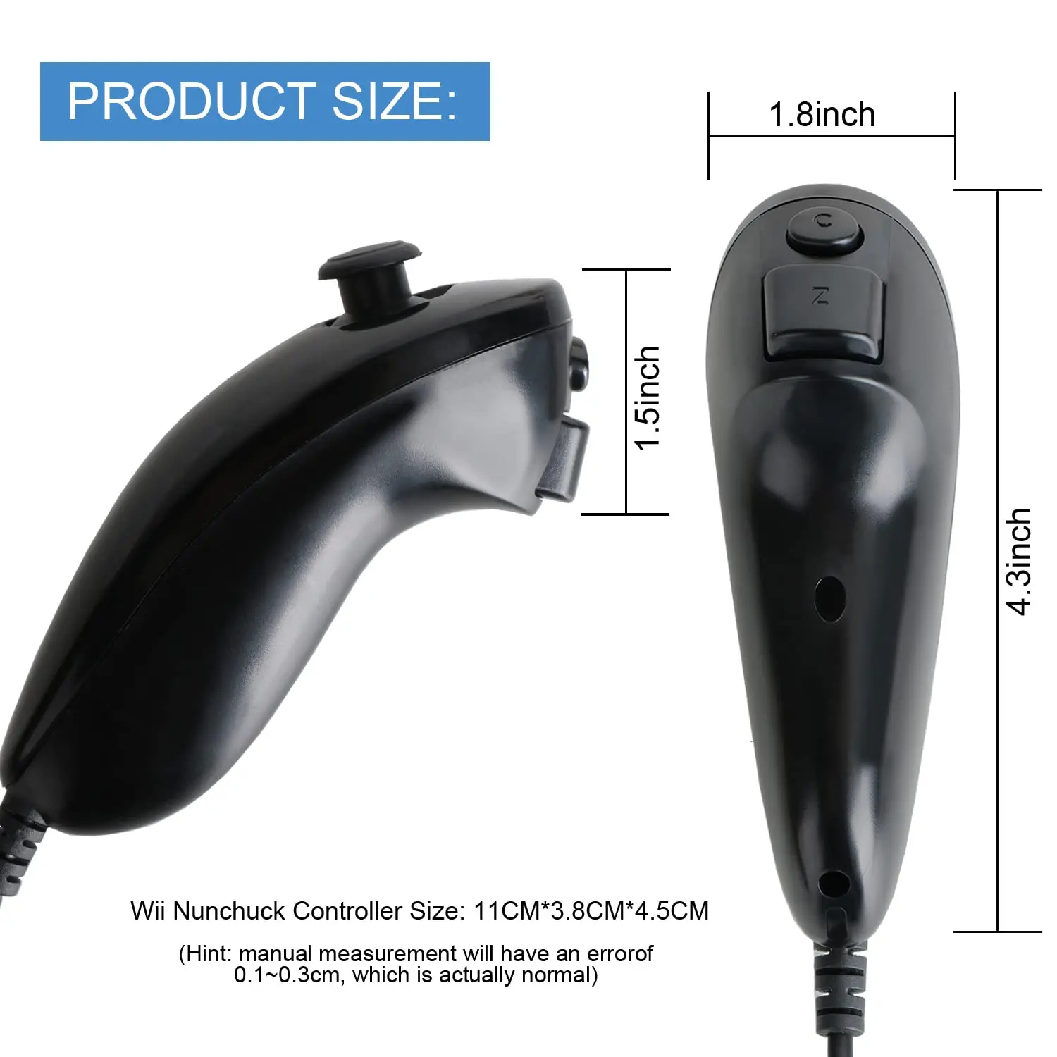 Reemplazo de controlador Nunchuck para mando de mando wii Nunchuck, Compatible con consola Wii y Wii U - imagen 4