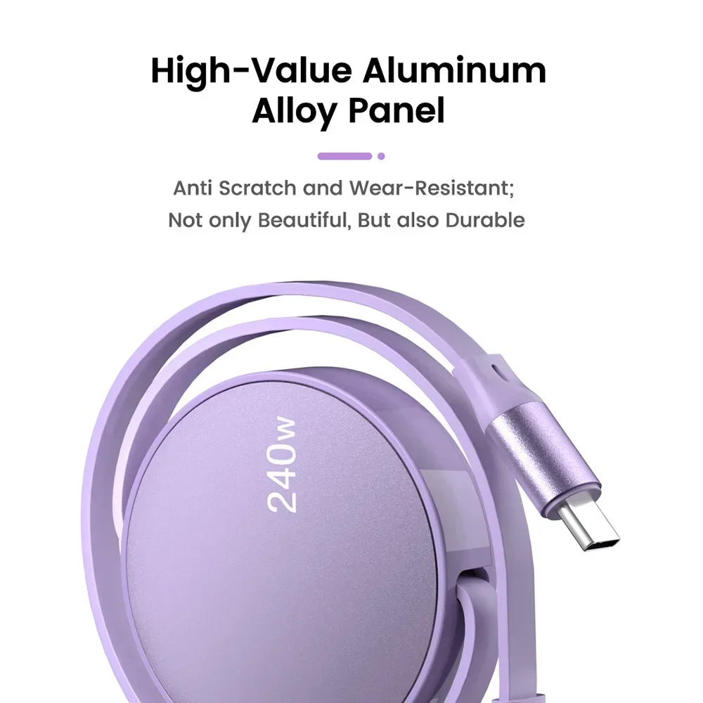 Olaf 240W Cable doble tipo C Cable retráctil tipo C a tipo C Cable de carga rápida para iphone 15 Samsung Xiaomi Huawei PD Cable - imagen 4