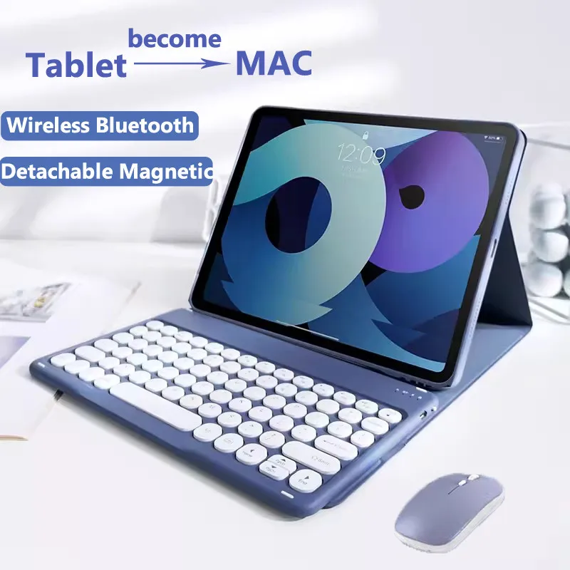 Funda con teclado y ratón Bluetooth para Xiaomi Redmi Mi Pad SE, 4G, 8,7, 2024, SE, 11, 10,61, 5, 11, 6 Pro, 11 pulgadas