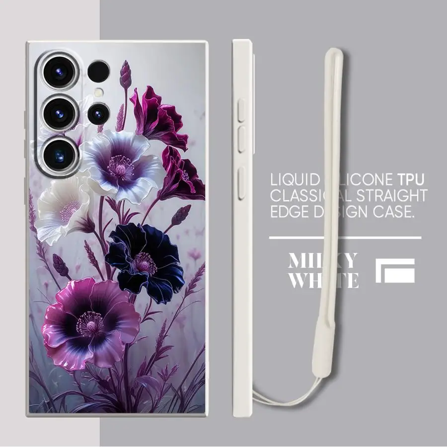Funda de teléfono suave para Samsung Galaxy S23 Note 20 10 Ultra S25 Edge S21 Plus S24 FE S20 S22 flores de mármol Ultra de moda - imagen 4
