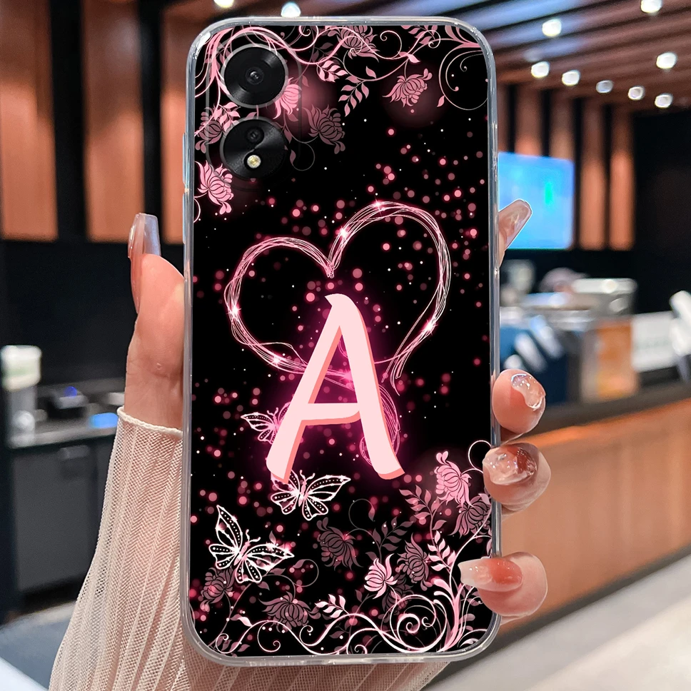 Para Oppo A38 A18 4G Funda de teléfono amor corazón letras suave delgada TPU Funda transparente de silicona para Oppo A 38 A 18 Funda ligera - imagen 4