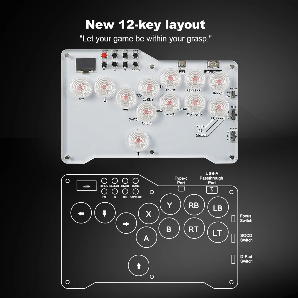 TicKnot Gamepad Pro Hitbox Arcade Stick para juegos de lucha P5 Hot SWAP Cherry Swicth controlador sin palanca para PS4/PS3/NS/PC - imagen 5