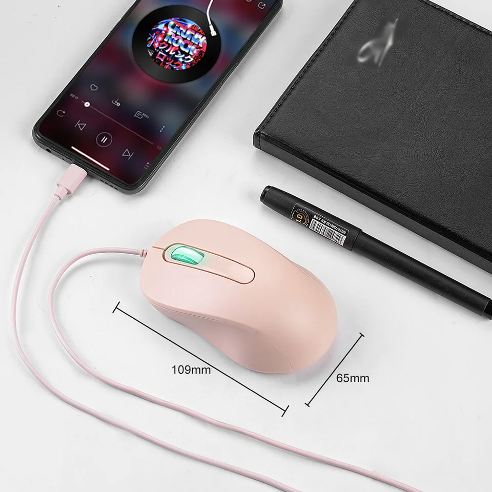 Ratón óptico con cable 3D tipo C para juegos, periférico silencioso y ergonómico, rodillo luminoso de colores, para PC/portátil/escritorio - imagen 5