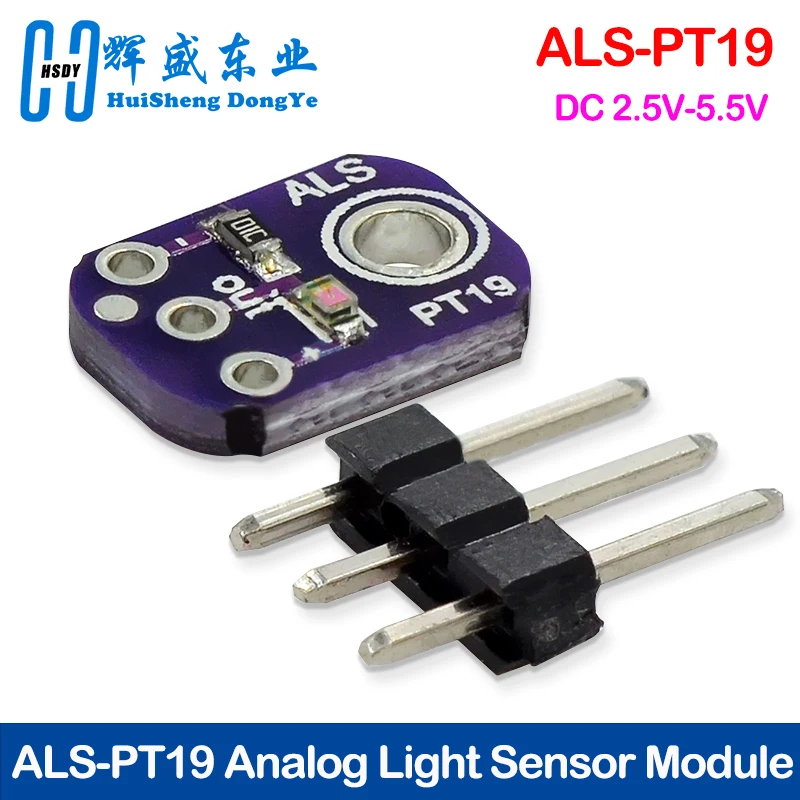 Módulo de Sensor de luz analógico de ALS-PT19, placa de ruptura de Sensor de luz de alto rango dinámico para Arduino, módulo de Sensor de luz UV de 2,5 V-5,5 V