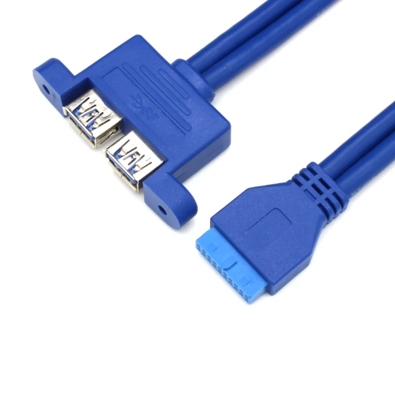 Placa base de ordenador de 0,3 m, Cable deflector de dos puertos hembra de 20 pines a USB3.0 hembra, Cable de expansión de 2 puertos de 19 pines/20 pines a USB3.0 - imagen 4