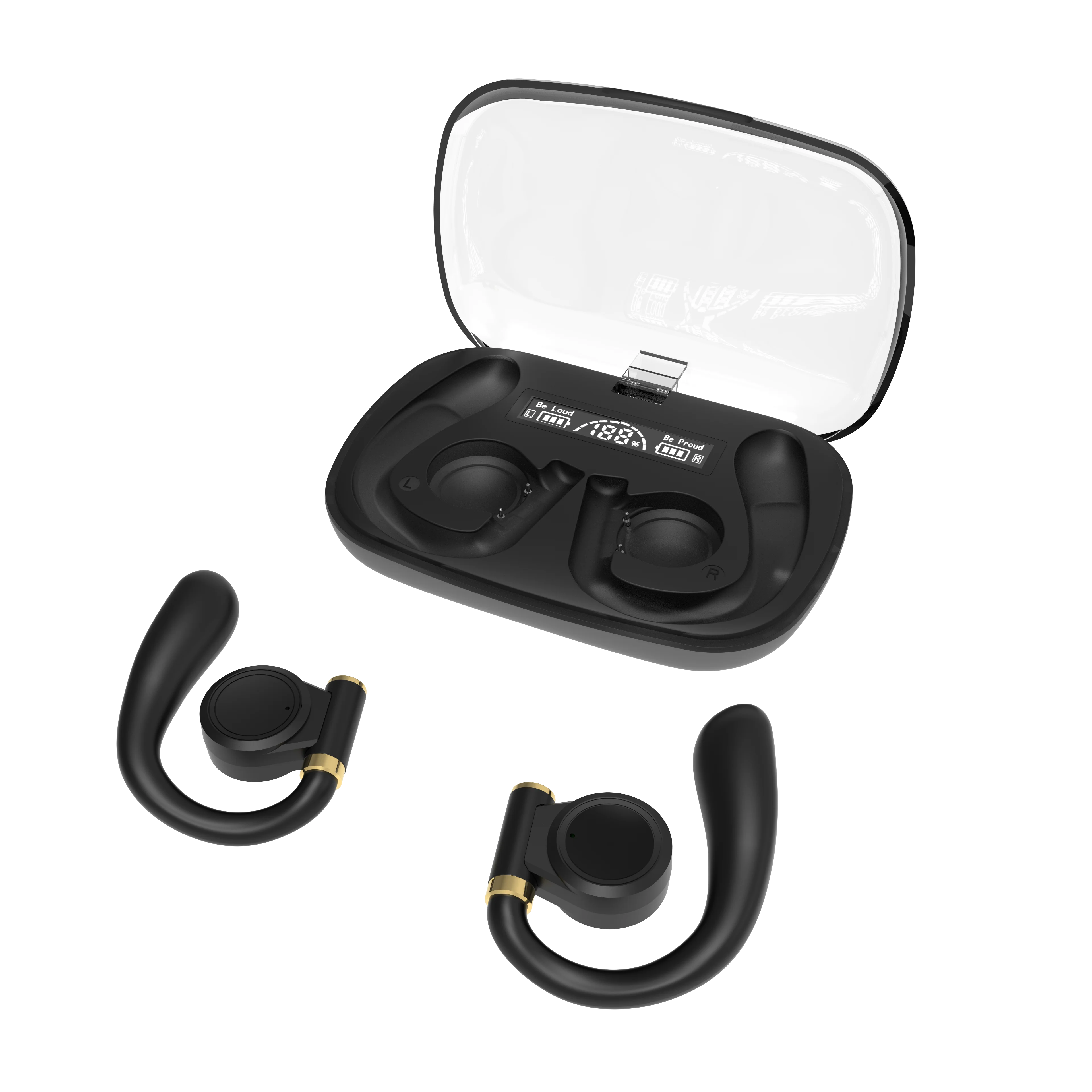 Auriculares por encima de la oreja OWS TWS, cascos deportivos con Bluetooth 5,3, abiertos, ETE-48, con pantalla LED Digital y estuche de carga - imagen 5