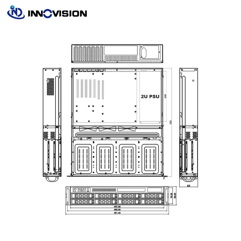 Chasis Rack NAS 2U 8 Bahías MicroATX – Doble PSU - imagen 3