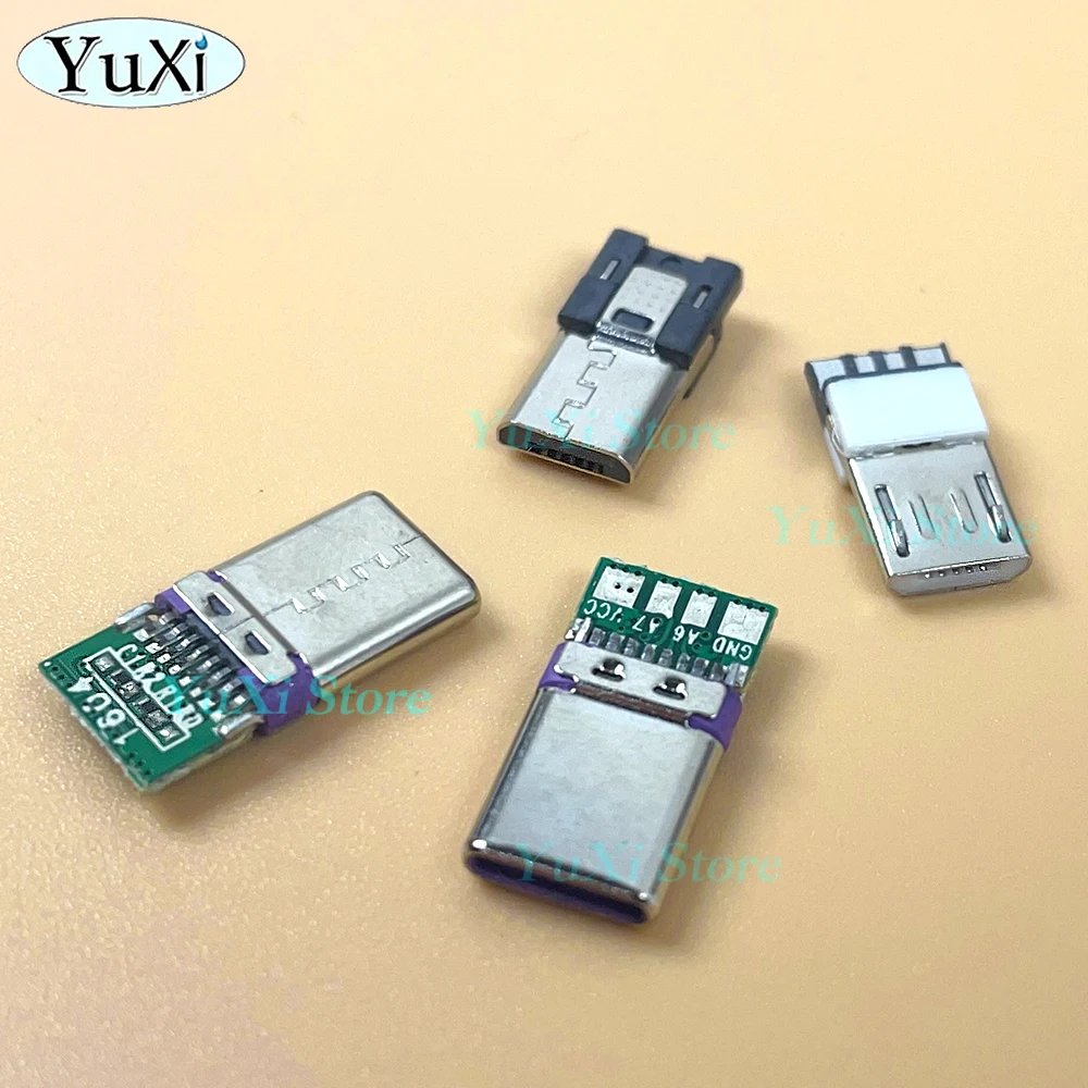 Conector Mirco USB 3,1, carcasa adaptadora de enchufe trasero macho para teléfono, carga rápida, conexión de soldadura con placa PCB, Kit DIY - imagen 5