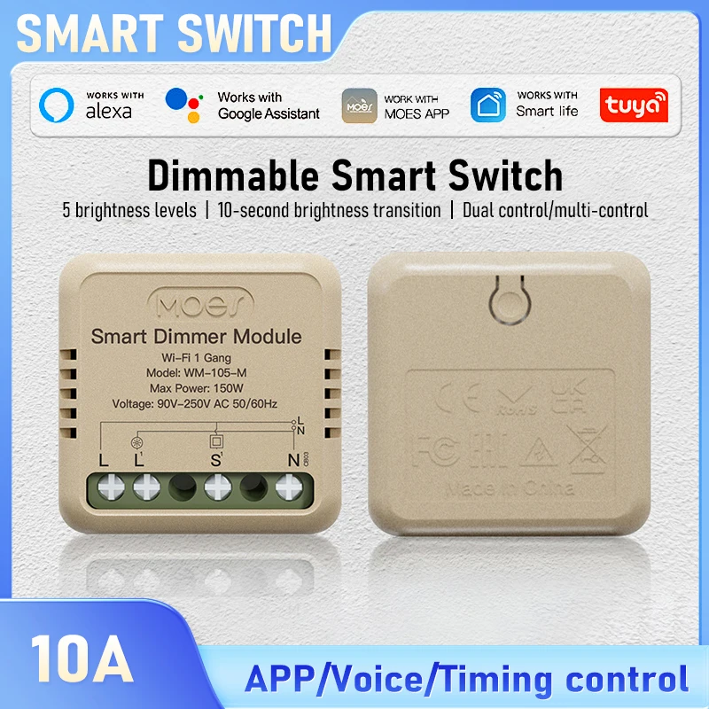 MINI interruptor atenuador inteligente Tuya WiFi, temporizador de aplicación y Control por voz, funciona con asistente de Alexa/Google, renovación de equipos antiguos DIY