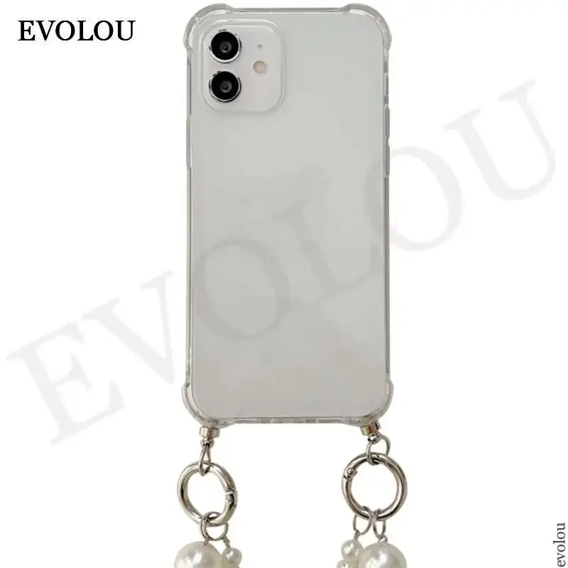 Funda de silicona con cadena de perlas para Oppo A40M 4G, A80, A3X, A3 Pro, A79, A98, A78, A58, A38, A18, collar cruzado, transparente, Airbags Cove - imagen 5