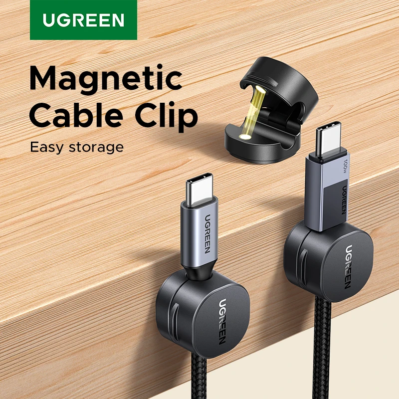 Ugreen-Clips organizadores de cables magnéticos para escritorio, soporte de gestión de cables de carga USB, bridas para organizador de cables de auriculares