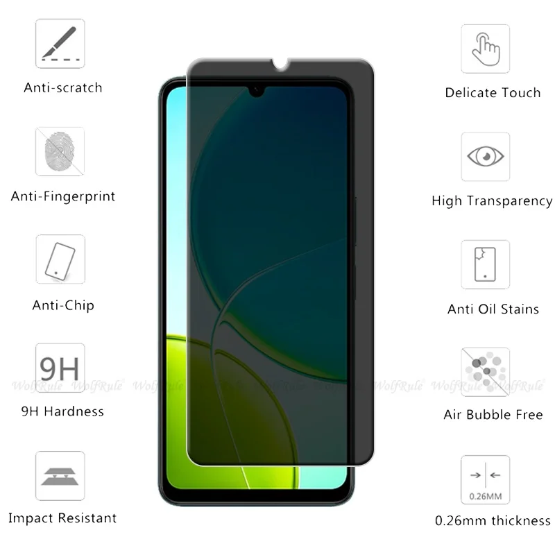 1/2/3/4 Uds para Vivo Y29S vidrio Vivo Y29S vidrio templado HD 9H cubierta protectora de teléfono privacidad Anti-espía Protector de pantalla Vivo Y29S - imagen 2