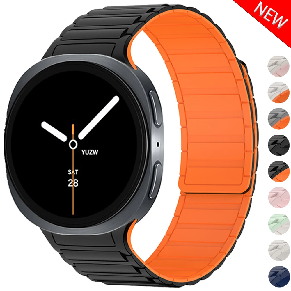 Nueva correa magnética para Samsung Galaxy Watch 8 Band 40mm 44mm pulsera deportiva de silicona para Galaxy Watch 8 Classic 46mm Accesorios