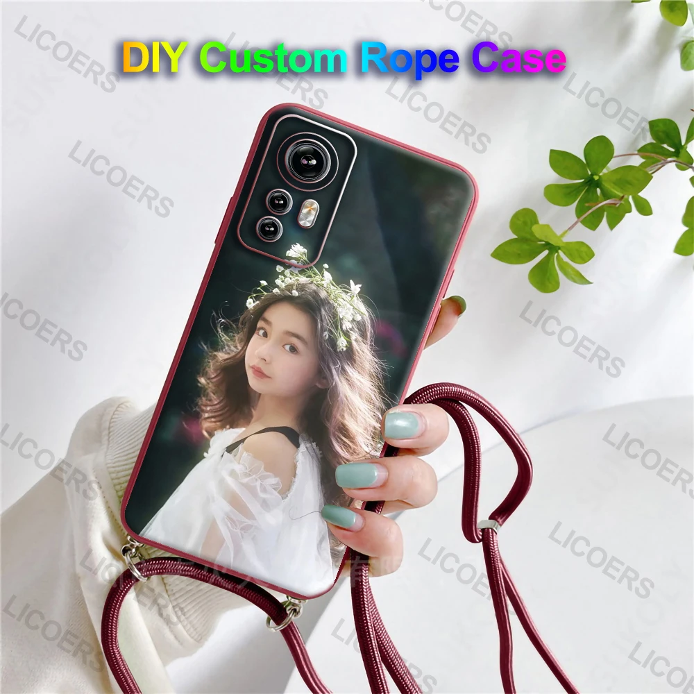Funda de collar para Xiaomi Mi 13, 12 Pro, 12X, 11, Utra Lite, 5G, NE Mix, 4, 10T, Redmi K50i, cordón de foto personalizado, carcasa de cuerda - imagen 2