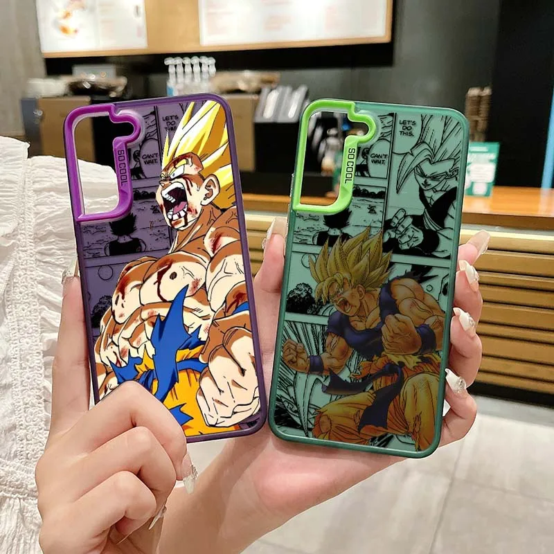 D-Dragon Ball Art Son Goku funda divertida para Samsung Galaxy A73 A71 A56 A54 A53 A52 A51 A35 funda de teléfono plateada colorida - imagen 2