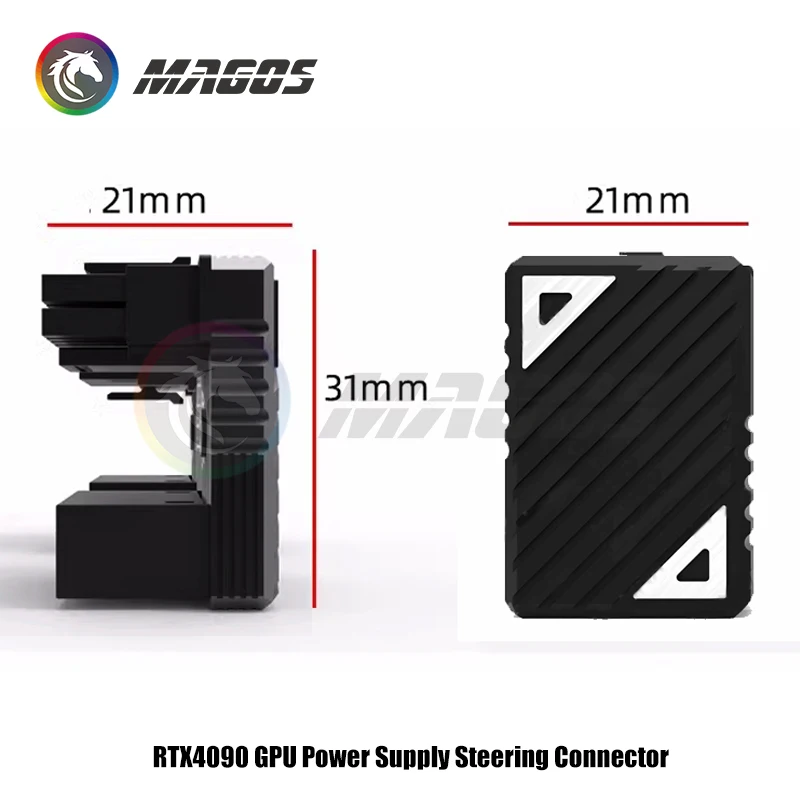 Adaptador 12VHPWR 180 grados RTX 4090 4080 4070 4060 adaptador PSU 600W ATX 3,0 12 + 4 16 pines M-F artefacto de cableado de conexión - imagen 3
