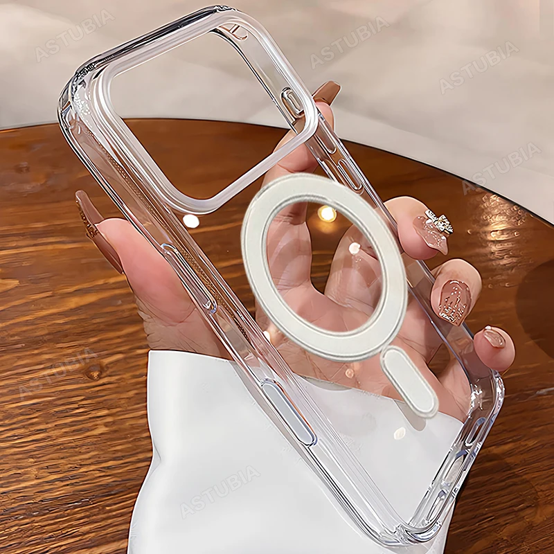 Funda transparente de carga inalámbrica magnética oficial para iPhone 17 Air 16 15 14 13 12 11 Pro Max Plus cubierta dura de PC a prueba de golpes - imagen 5