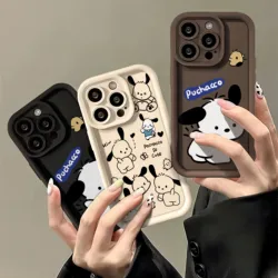 Bonita funda de teléfono Pochacco para IPhone, carcasa trasera de TPU suave para IPhone 16, 15, 14, 13, 12, 11 Pro Max, Mini, XR, XS, X, 7, 8 Plus