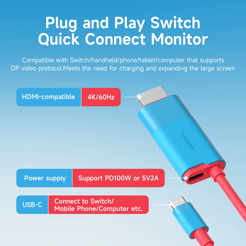 Dock USB-C HDMI 4K 60Hz 100W para Switch y Steam Deck - imagen 2