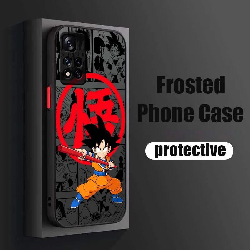 D-Dragon Ball dibujos animados Goku diversión para Xiaomi Redmi Note 14 13 12 11 10 9 Pro Plus 4G 5G funda de teléfono translúcida esmerilada - imagen 3