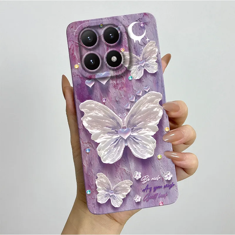Nuevo para Xiaomi 15T Pro 15TPro Xiaomi15TPro funda de teléfono estética bonita mariposa flores funda trasera de silicona suave a prueba de golpes - imagen 5