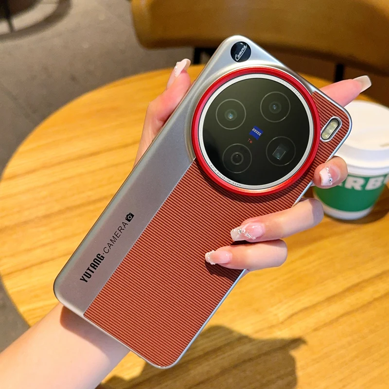 Para VIVO X200s, X200 Ultra funda ELVEV patrón de fibra dura PC galvanoplastia protección de cámara cubierta de teléfono - imagen 3