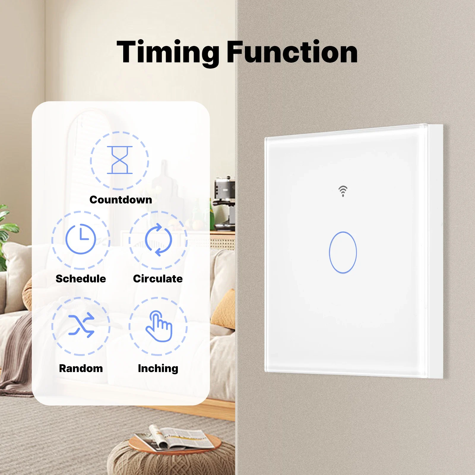 MOES Matter Tuya WiFi interruptor de luz inteligente Control táctil de vidrio cable neutro ignífugo requerido con Alexa Google Home HomeKit - imagen 5