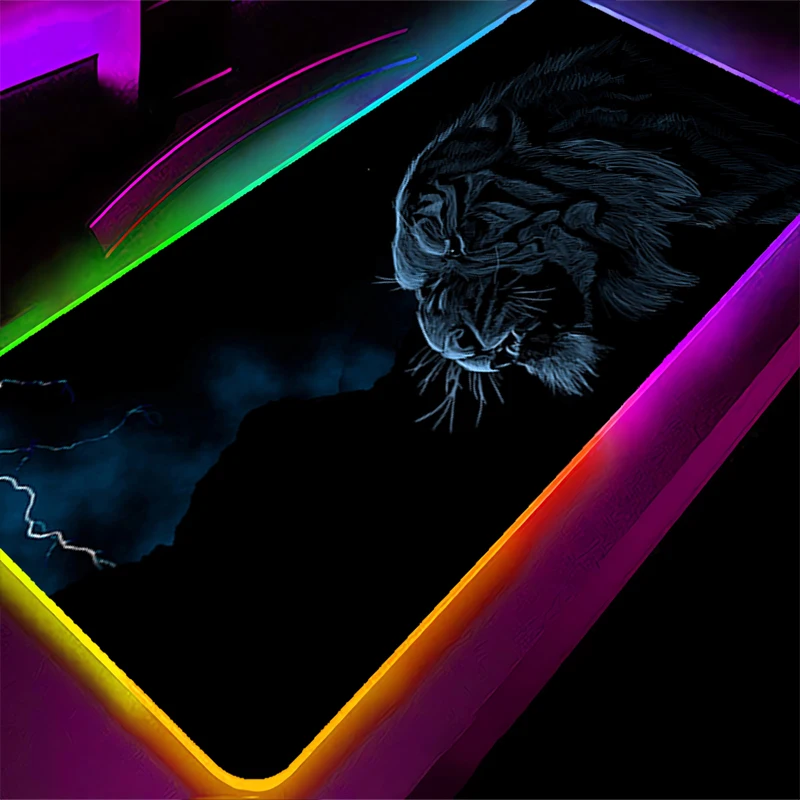 Alfombrilla de ratón LED RGB, alfombrilla de ratón de goma con patrón de dibujos animados, alfombrilla de juego, accesorios para PC, alfombrilla de escritorio, alfombrilla antideslizante para teclado de tigre de oficina - imagen 4