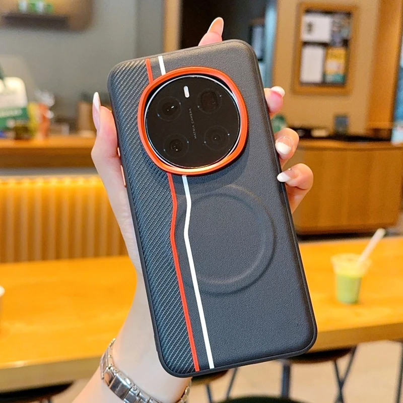 Para Huawei Honor Magic 7 Pro funda de lujo dura PU magnética carga inalámbrica funda protectora trasera para Magic 7 6 Pro 7RSR Shell