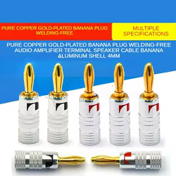 Conector Banana Chapado en Oro Cobre Puro Sin Soldadura