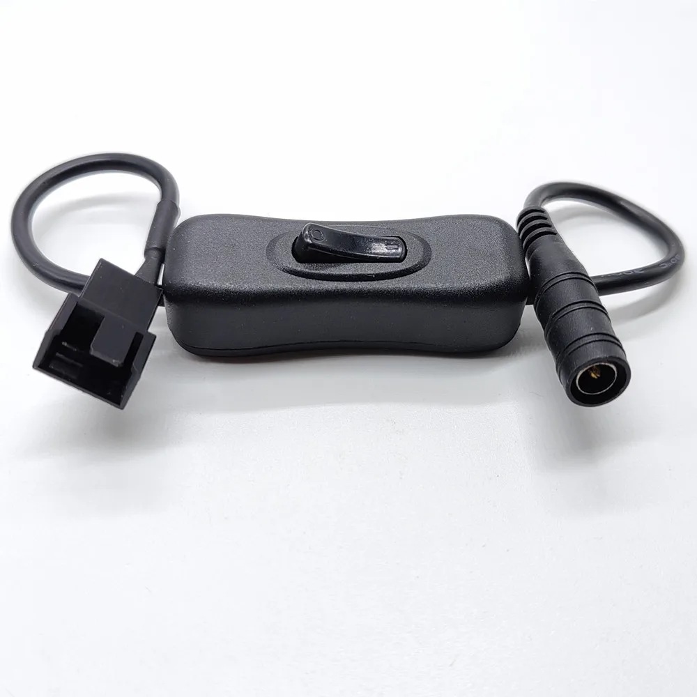 Enchufe de fuente de alimentación CC de 5,5*2,1mm a Cable adaptador de corriente para ventilador de PC de 4 pines con interruptor