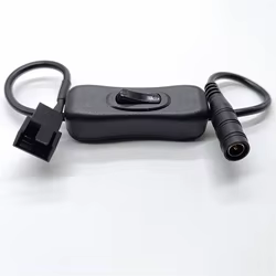 Enchufe de fuente de alimentación CC de 5,5*2,1mm a Cable adaptador de corriente para ventilador de PC de 4 pines con interruptor